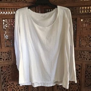 EILEEN FISHER white long-sleeve T-shirt 2X